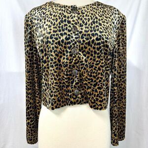 EXPO Vintage 90s Velvet Leopard Print Cropped Jacket Womens Plus 16 Mob Wife Y2K